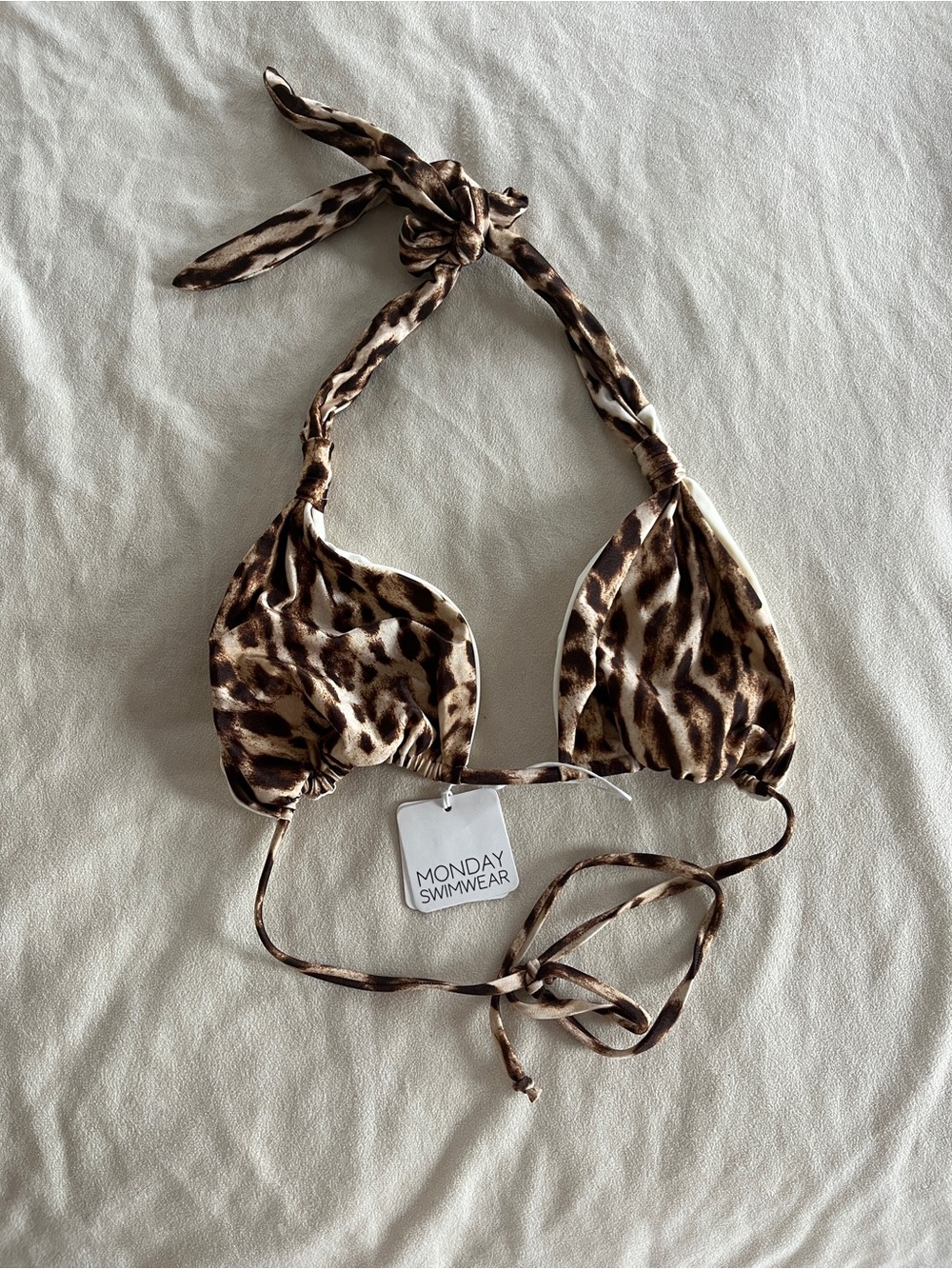 Monday Swimwear Tulum Leopard Bikini Top Size L NWT